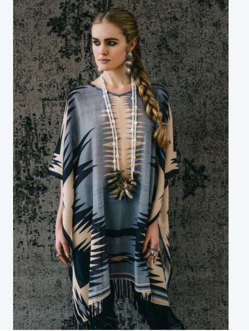 Double D Ranch Gauchos Blanket Poncho Aztec Fringe Tunic - L/XL
